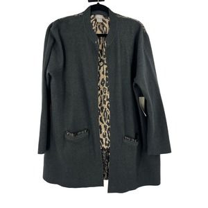 Chico's Leopard Print Cardigan Blazer Open Front Career Women's XL NEW NWT